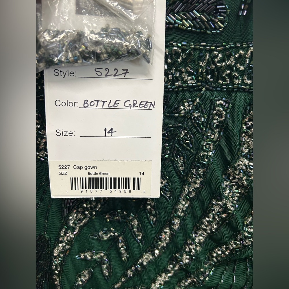 Mac Duggal 5227 NWT High Slit Beaded Dress in Green - Picture 7 of 7